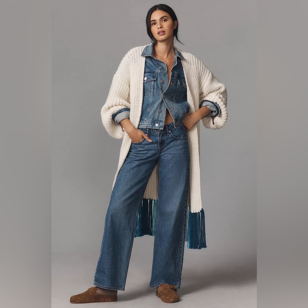 Anthropologie Long Fringe Cardigan Sweater